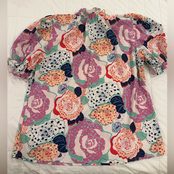 The Mint Floral Blouse Pink Blue Pastel Retro Mod Flower Print Size S - Picture 4 of 5